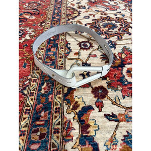 Anne Klein White Leather Belt L Made in USA Minimalist Classic